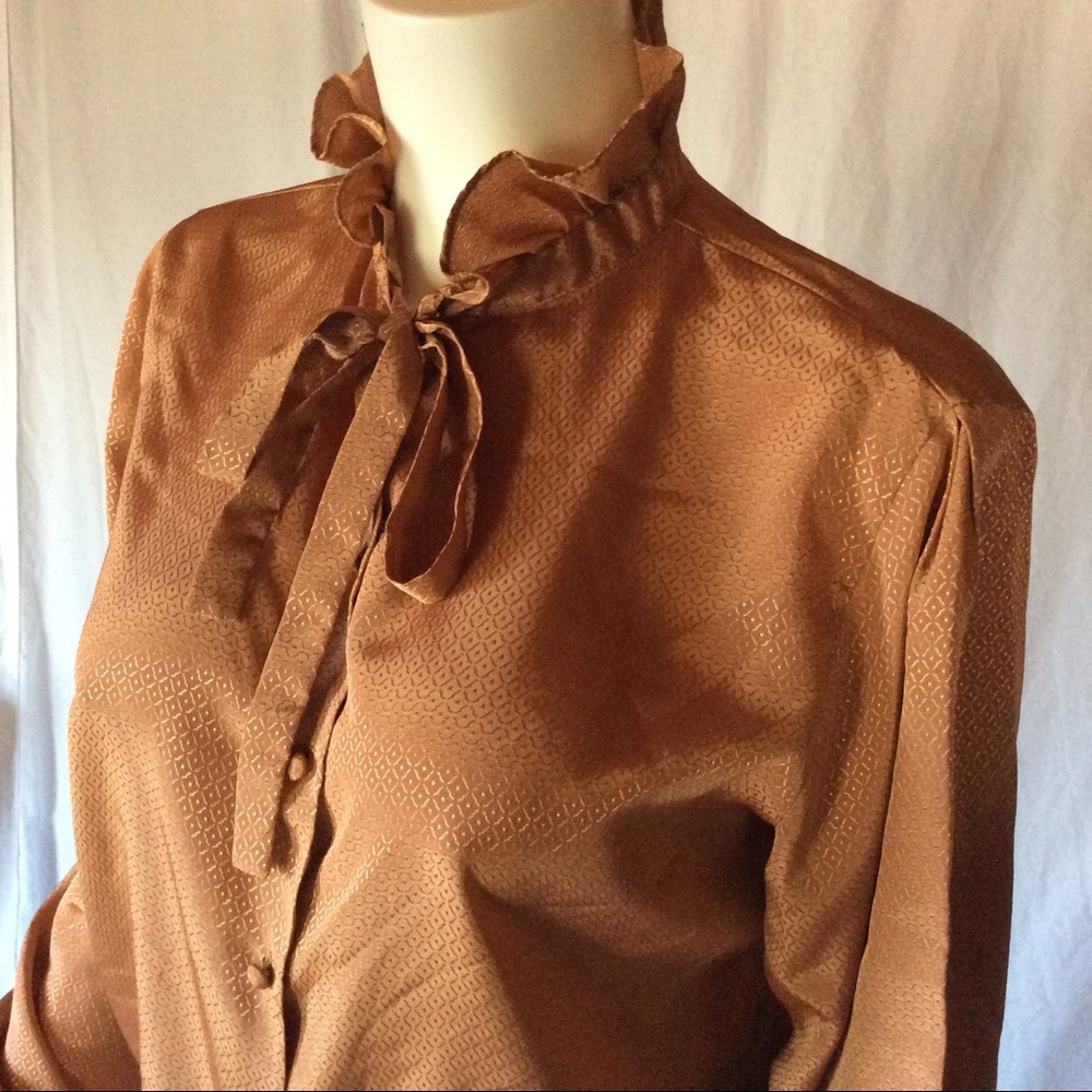 Last Chance! VTG Librarian Blouse Ruffle Necktie - Picture 8 of 8